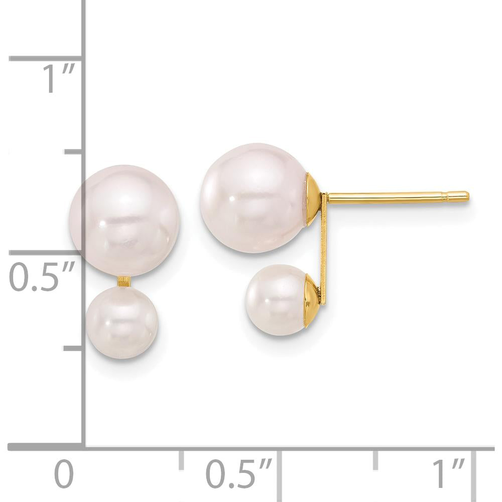 14K Yellow Gold Akoya Saltwater Cultured Pearl Button Earrings - 4-5mm and 6-7mm Pearls by Monteluci Fine Jewelry