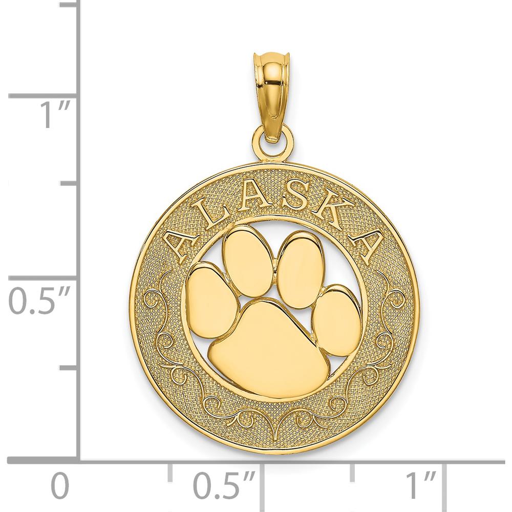 14K Yellow Gold Alaska Bear Paw Pendant - Textured Design by Oro Pregiato