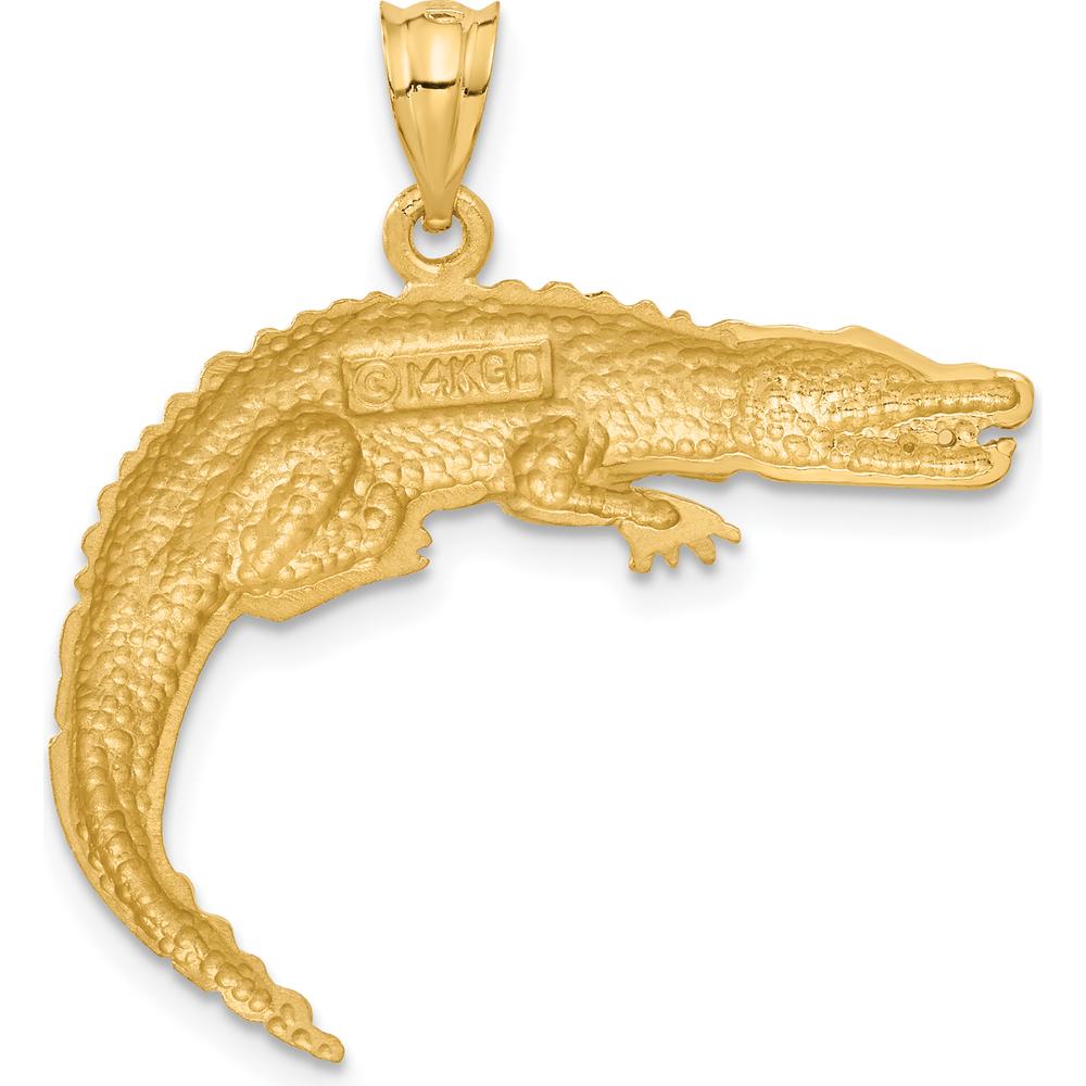 14K Yellow Gold Alligator Pendant - Bold and Detailed Animal Charm by Oro Pregiato