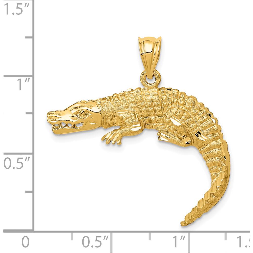 14K Yellow Gold Alligator Pendant - Bold and Detailed Animal Charm by Oro Pregiato