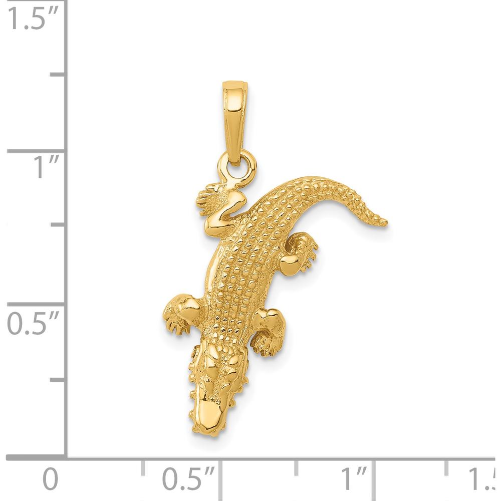 14K Yellow Gold Alligator Pendant with Moveable Mouth - 22mm Length by Oro Pregiato