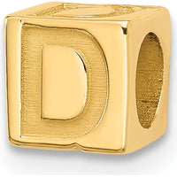 14K Yellow Gold Alphabet Bead Letter D Charm by Oro Pregiato