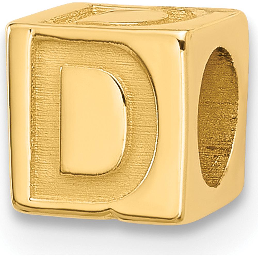 14K Yellow Gold Alphabet Bead Letter D Charm by Oro Pregiato