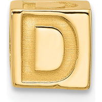 14K Yellow Gold Alphabet Bead Letter D Charm by Oro Pregiato