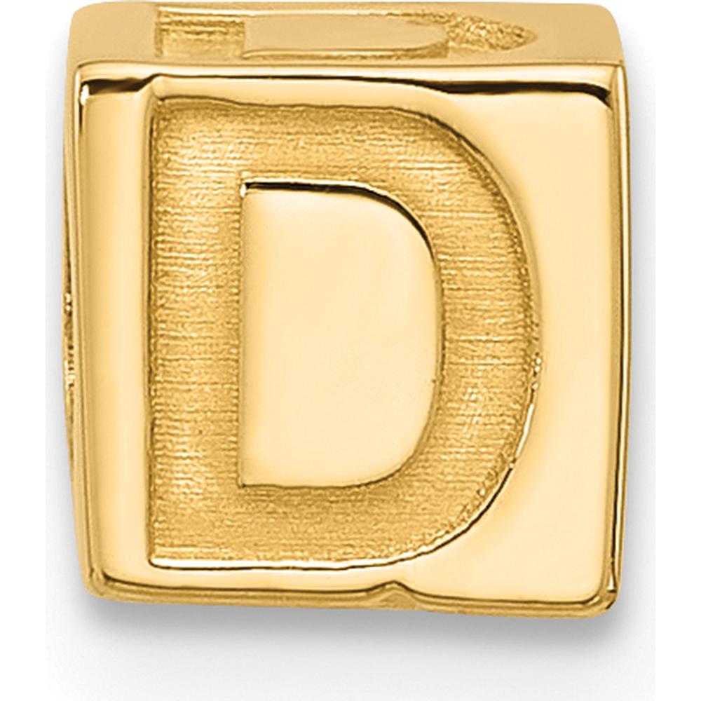 14K Yellow Gold Alphabet Bead Letter D Charm by Oro Pregiato