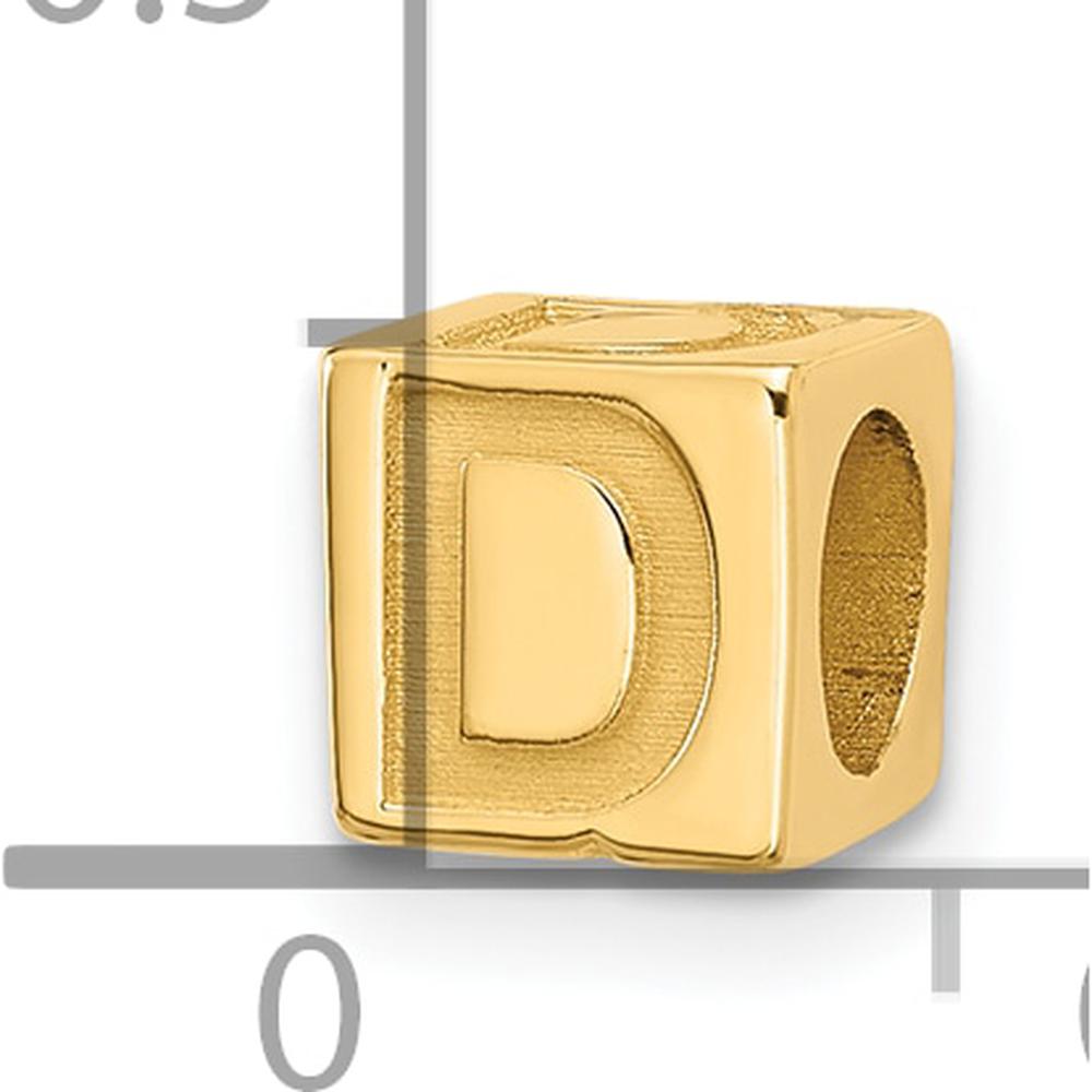 14K Yellow Gold Alphabet Bead Letter D Charm by Oro Pregiato