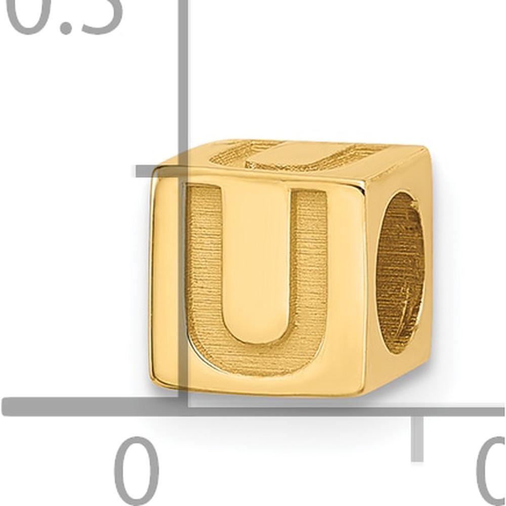 14K Yellow Gold Alphabet Bead Letter U Pendant - Personalized Jewelry for Women by Oro Pregiato