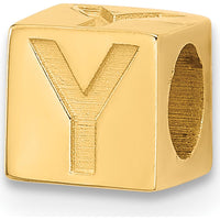 14K Yellow Gold Alphabet Bead Letter Y Charm by Oro Pregiato