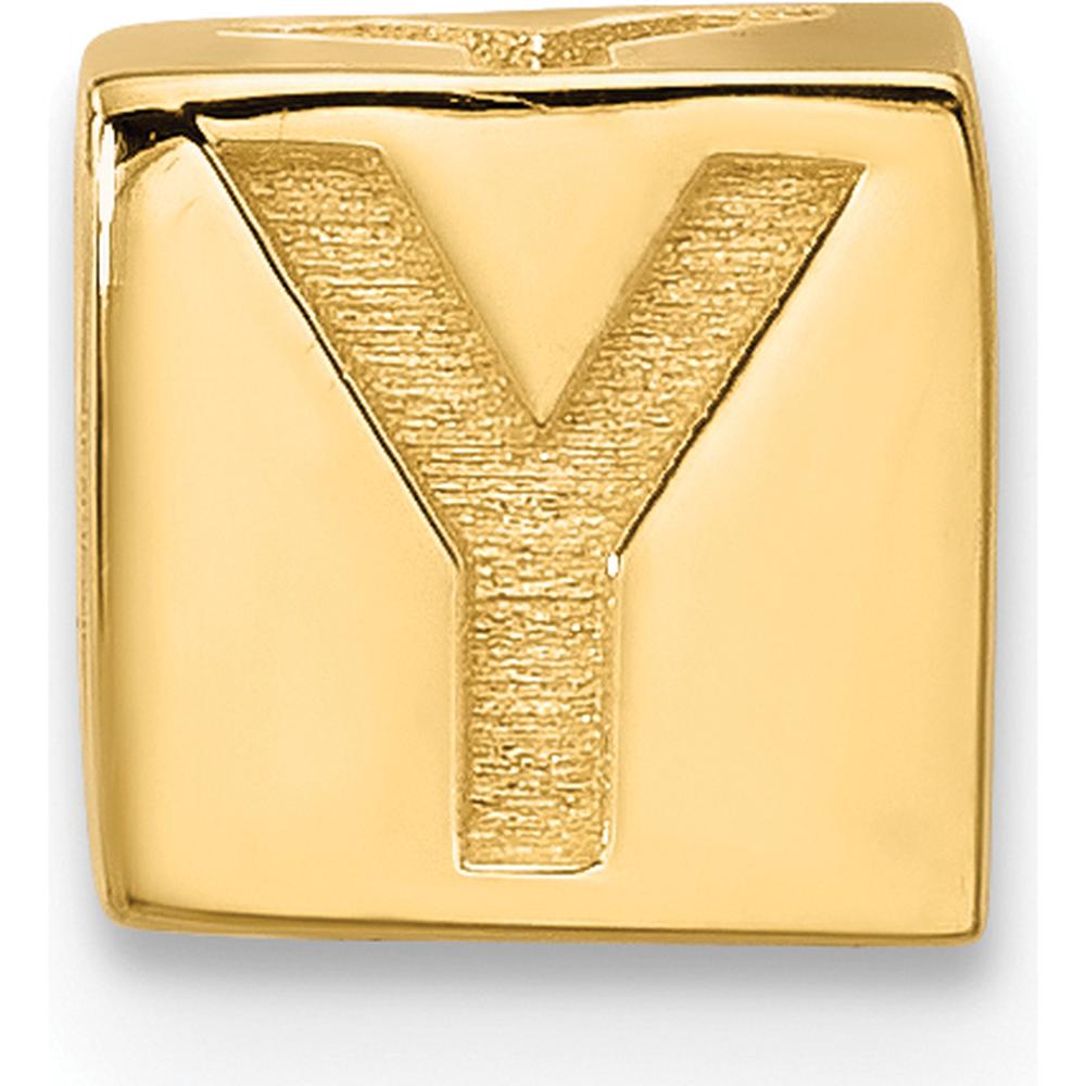 14K Yellow Gold Alphabet Bead Letter Y Charm by Oro Pregiato