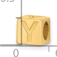 14K Yellow Gold Alphabet Bead Letter Y Charm by Oro Pregiato