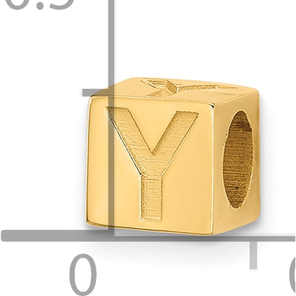 14K Yellow Gold Alphabet Bead Letter Y Charm by Oro Pregiato