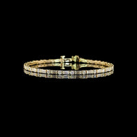 14K Yellow Gold Alternating Baguette and Round Lab Diamond Tennis Bracelet - 3.85 Carats Total Diamond Weight - Covaloro Fine Jewelry
