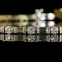 14K Yellow Gold Alternating Baguette and Round Lab Diamond Tennis Bracelet - 3.85 Carats Total Diamond Weight - Covaloro Fine Jewelry