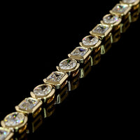 14K Yellow Gold Alternating Emerald Cut and Oval Cut Lab Diamond Tennis Bracelet - Bezel Set East-West Orientation - 8.79 Carat Total Diamond Weight - Covaloro Fine Jewelry