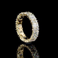 14K Yellow Gold Alternating Emerald Cut & Round Brilliant Diamond Eternity Band - Lab Diamonds, E-F Color, VS Clarity - 4.88 Carat Total Weight - Covaloro Fine Jewelry