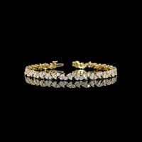 14K Yellow Gold Alternating Pear and Round Lab Diamond Tennis Bracelet with Inclined Prong Setting - 5.80 Carats Total Diamond Weight - Covaloro Fine Jewelry