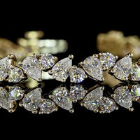 14K Yellow Gold Alternating Pear and Round Lab Diamond Tennis Bracelet with Inclined Prong Setting - 5.80 Carats Total Diamond Weight - Covaloro Fine Jewelry
