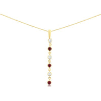 14K Yellow Gold Alternating Ruby & Diamond Drop Pendant with 0.25 Carat Diamond and 0.35 Carat Ruby in Bezel Settings - Royal Jewelry
