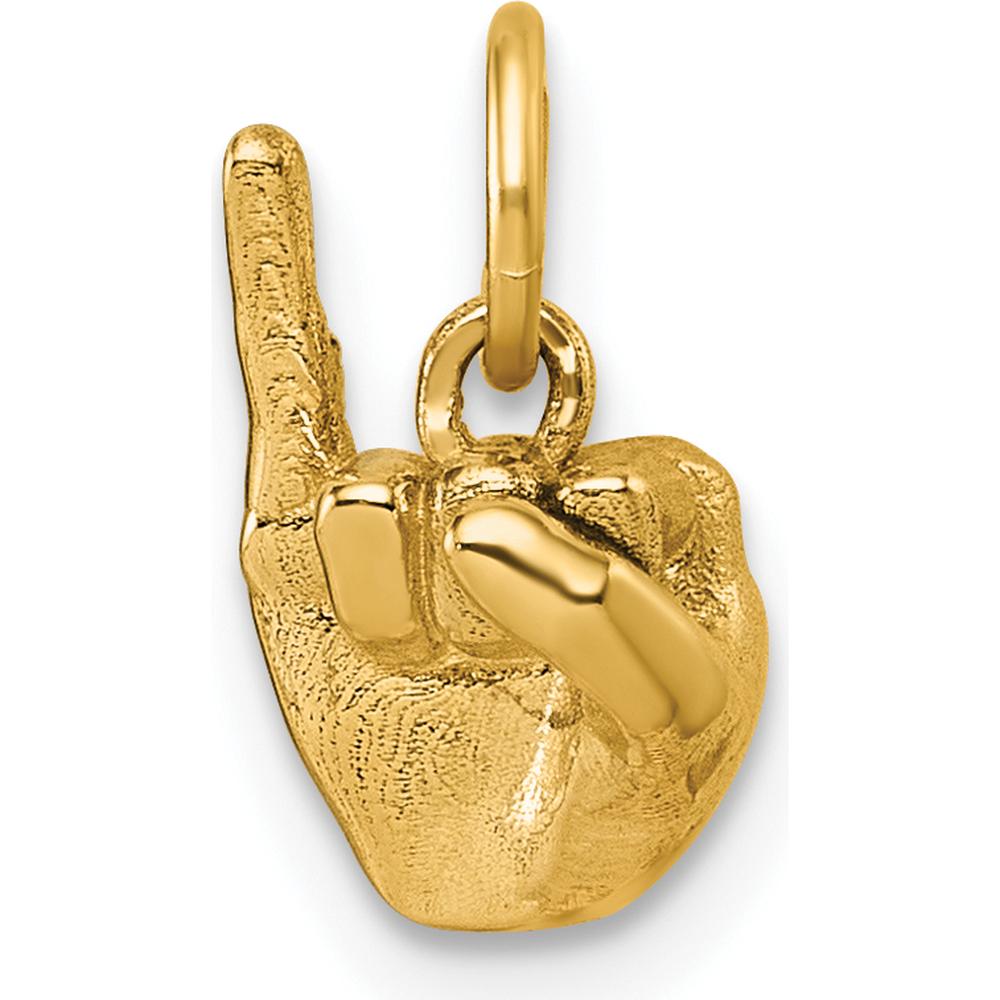 14K Yellow Gold American Sign Language Alphabet Fingerspelling Pendant by Oro Pregiato