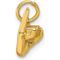 14K Yellow Gold American Sign Language Alphabet Fingerspelling Pendant by Oro Pregiato