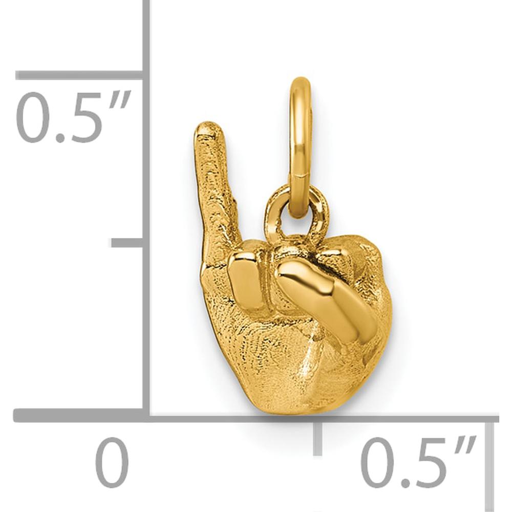 14K Yellow Gold American Sign Language Alphabet Fingerspelling Pendant by Oro Pregiato