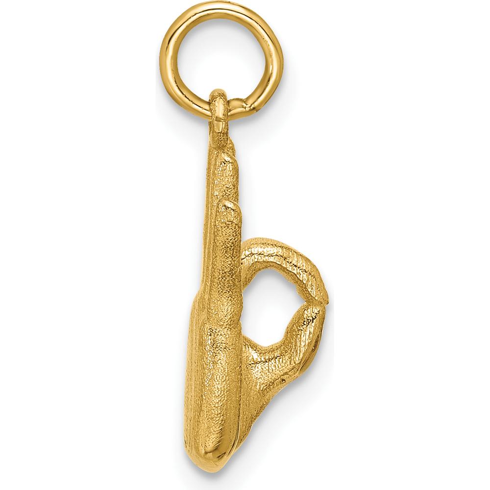 14K Yellow Gold American Sign Language Alphabet Fingerspelling Sign F Pendant - 21mm Length by Oro Pregiato