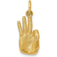 14K Yellow Gold American Sign Language Alphabet Fingerspelling Sign F Pendant - 21mm Length by Oro Pregiato