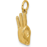 14K Yellow Gold American Sign Language Alphabet Fingerspelling Sign F Pendant - 21mm Length by Oro Pregiato