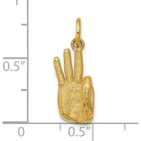 14K Yellow Gold American Sign Language Alphabet Fingerspelling Sign F Pendant - 21mm Length by Oro Pregiato
