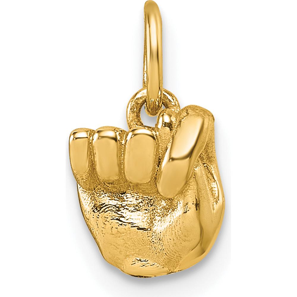 14K Yellow Gold American Sign Language Alphabet Fingerspelling Sign T Pendant - Polished Finish by Oro Pregiato