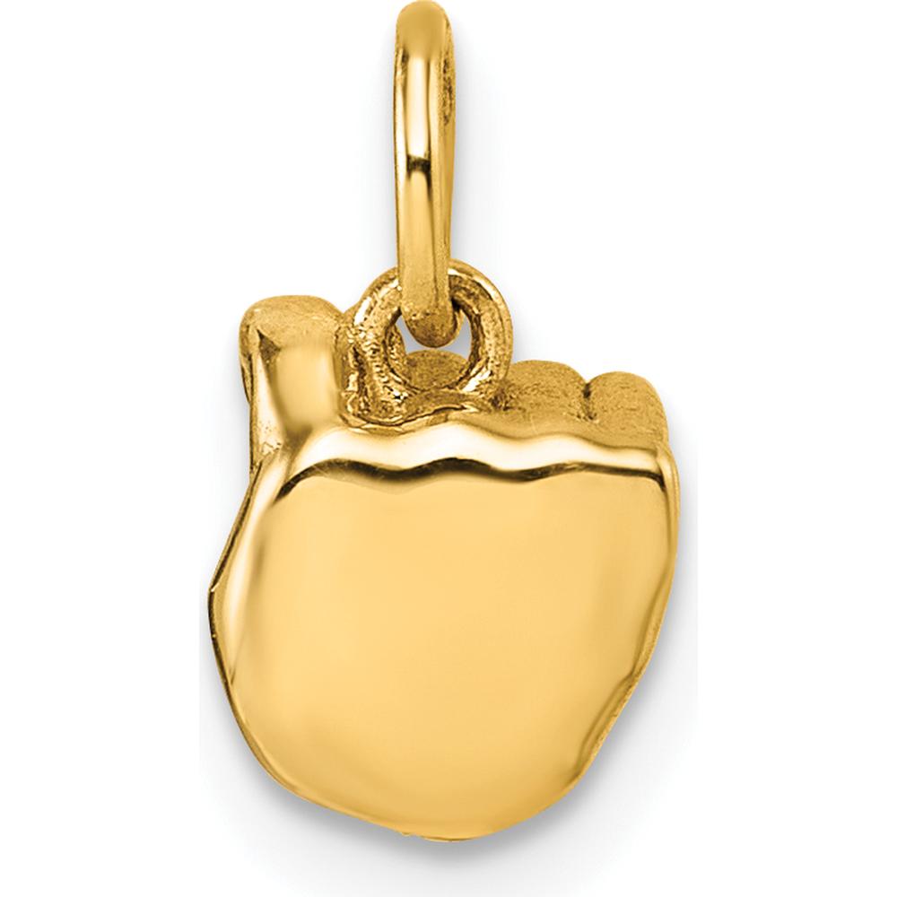 14K Yellow Gold American Sign Language Alphabet Fingerspelling Sign T Pendant - Polished Finish by Oro Pregiato