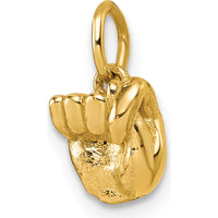14K Yellow Gold American Sign Language Alphabet Fingerspelling Sign T Pendant - Polished Finish by Oro Pregiato