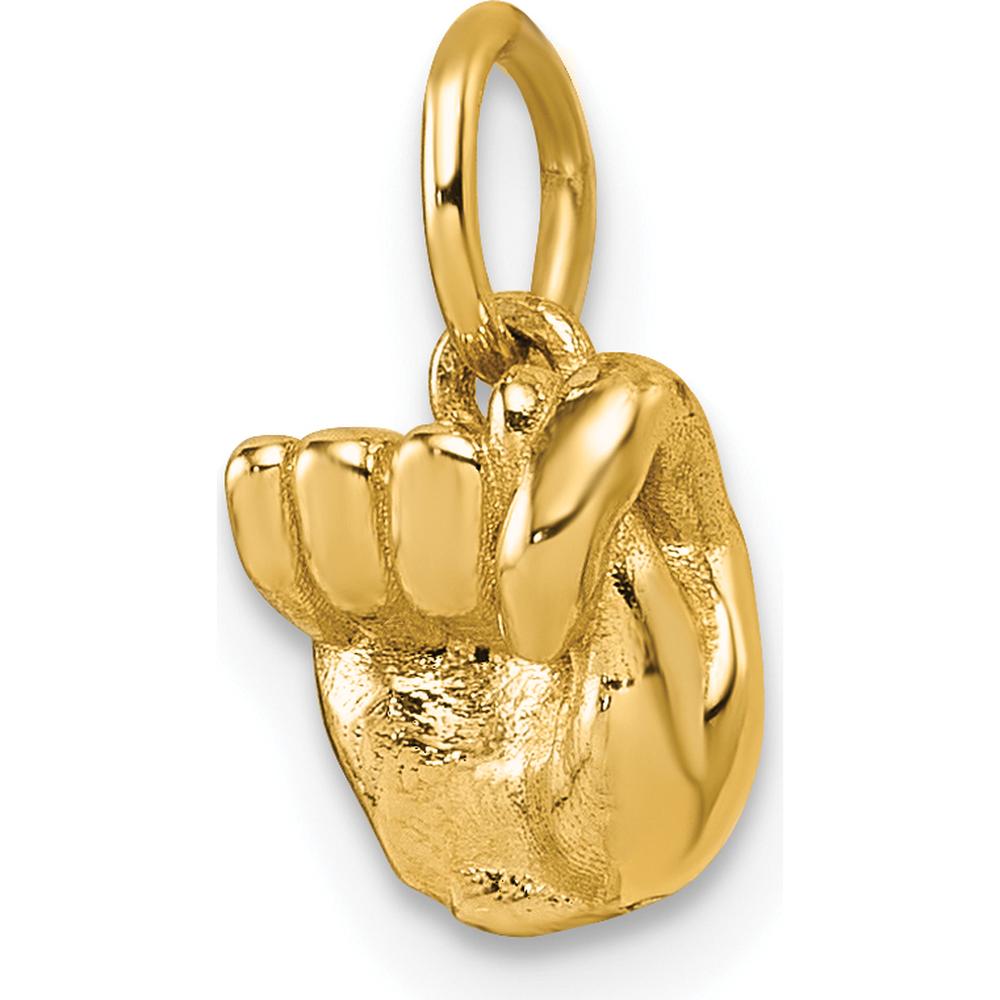 14K Yellow Gold American Sign Language Alphabet Fingerspelling Sign T Pendant - Polished Finish by Oro Pregiato