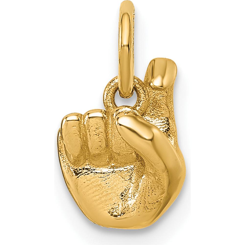 14K Yellow Gold American Sign Language Alphabet Fingerspelling Sign X Pendant - Polished Finish by Oro Pregiato