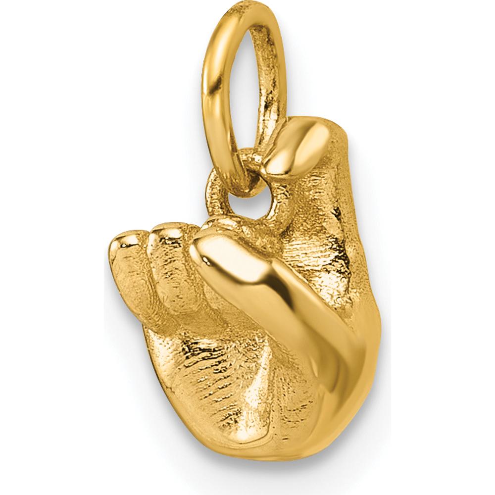 14K Yellow Gold American Sign Language Alphabet Fingerspelling Sign X Pendant - Polished Finish by Oro Pregiato