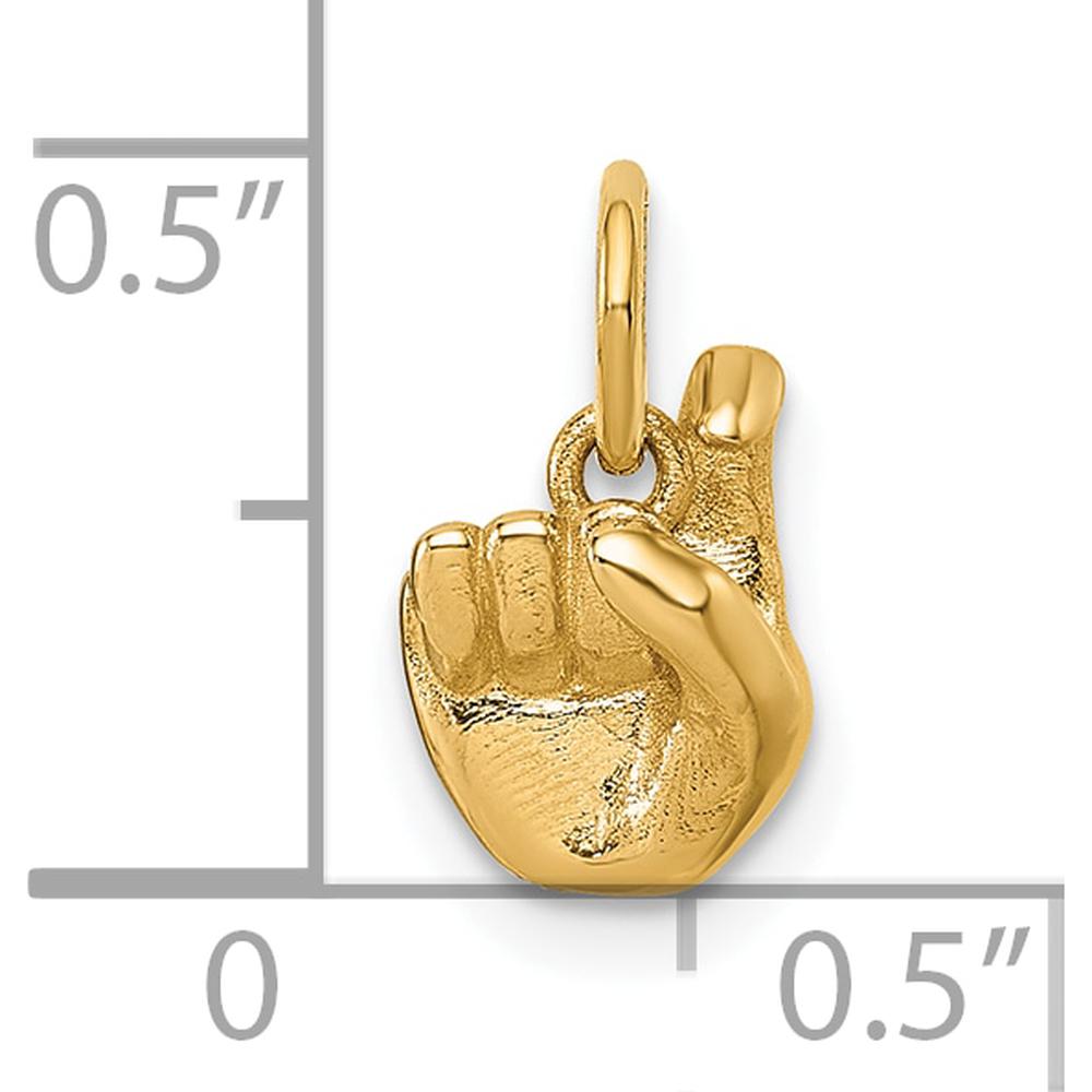 14K Yellow Gold American Sign Language Alphabet Fingerspelling Sign X Pendant - Polished Finish by Oro Pregiato