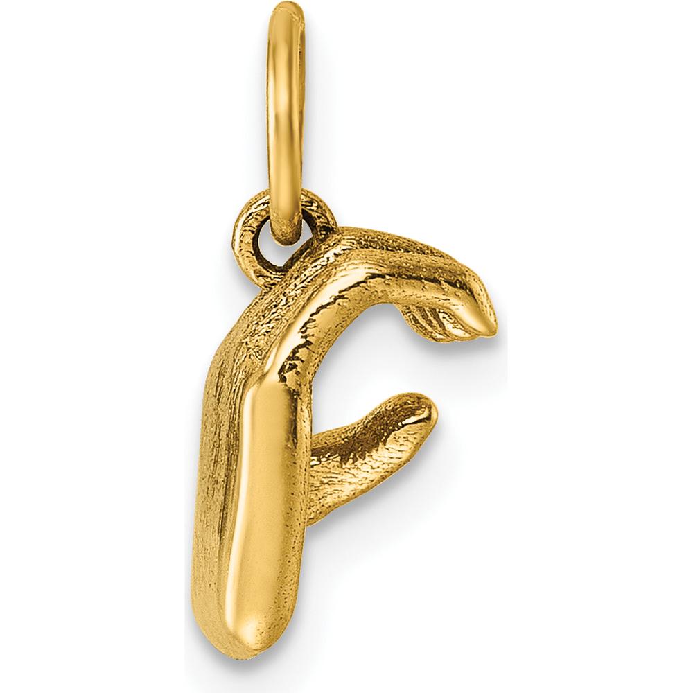 14K Yellow Gold American Sign Language Fingerspelling "C" Pendant Charm by Oro Pregiato