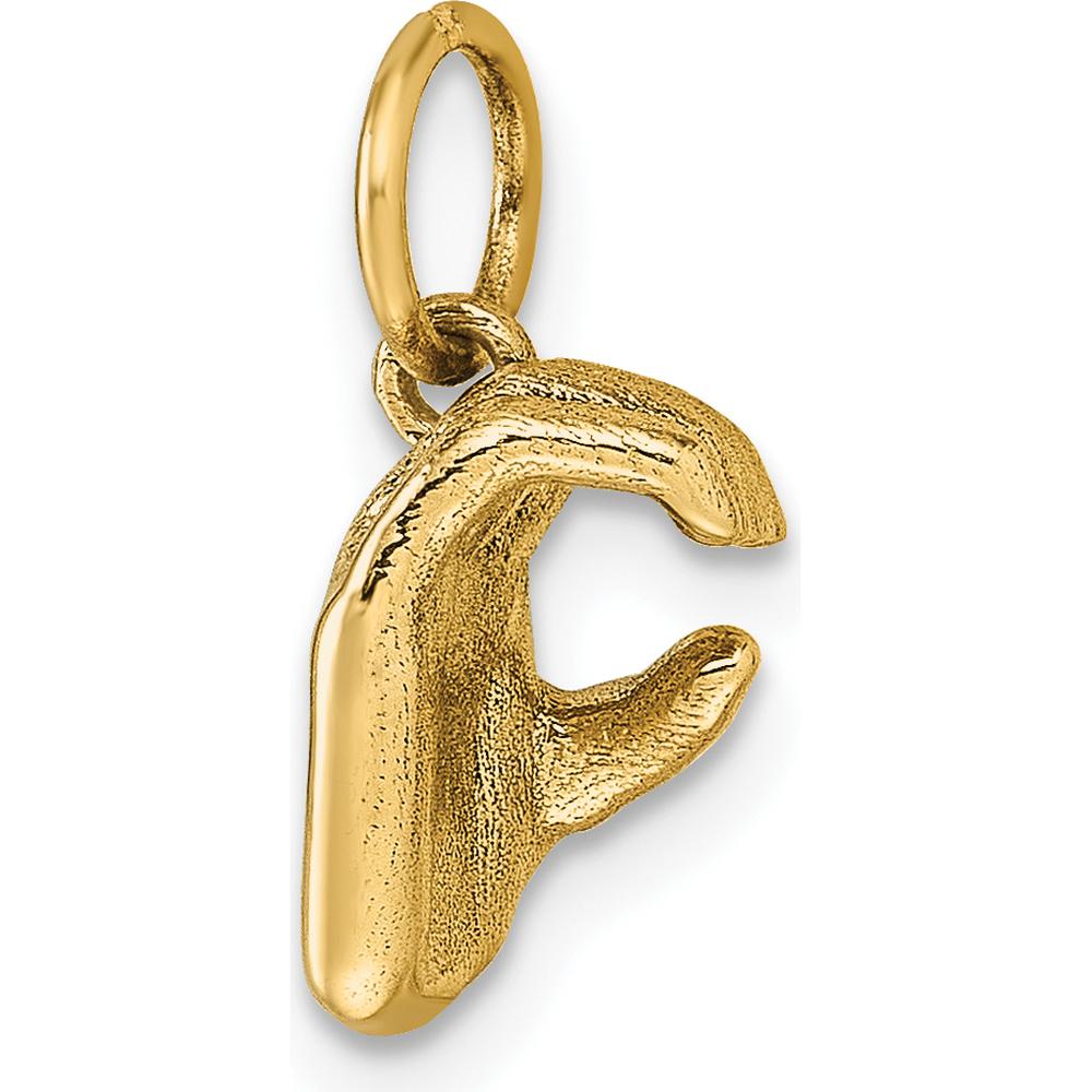 14K Yellow Gold American Sign Language Fingerspelling "C" Pendant Charm by Oro Pregiato