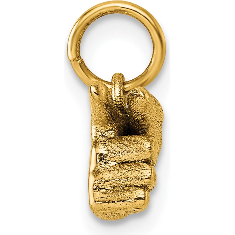 14K Yellow Gold American Sign Language Fingerspelling G Hand Pendant - Polished 3D Design by Oro Pregiato