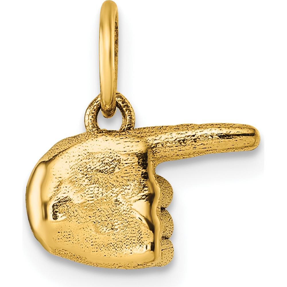 14K Yellow Gold American Sign Language Fingerspelling G Hand Pendant - Polished 3D Design by Oro Pregiato