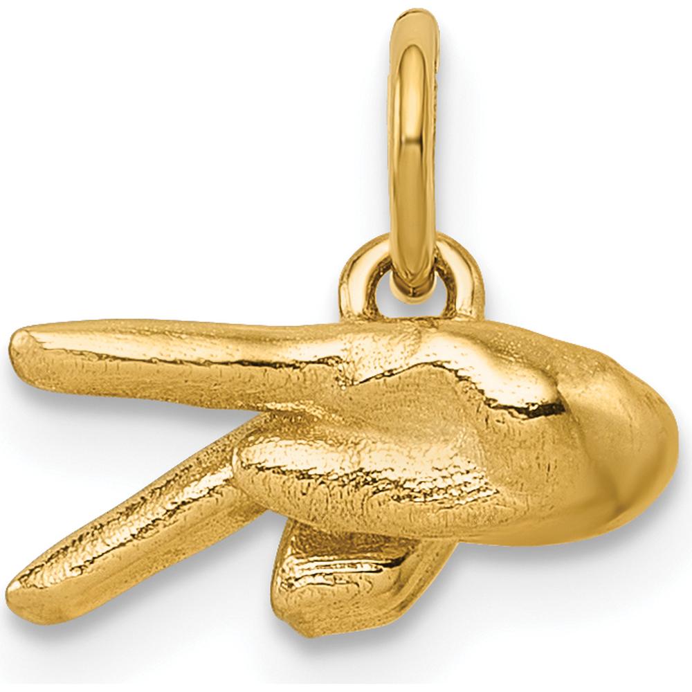 14K Yellow Gold American Sign Language Fingerspelling Pendant - 11.5mm by Oro Pregiato