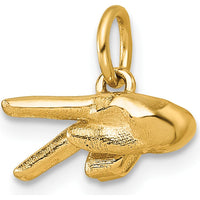 14K Yellow Gold American Sign Language Fingerspelling Pendant - 11.5mm by Oro Pregiato