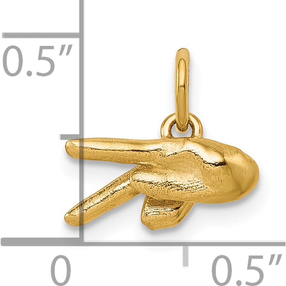 14K Yellow Gold American Sign Language Fingerspelling Pendant - 11.5mm by Oro Pregiato