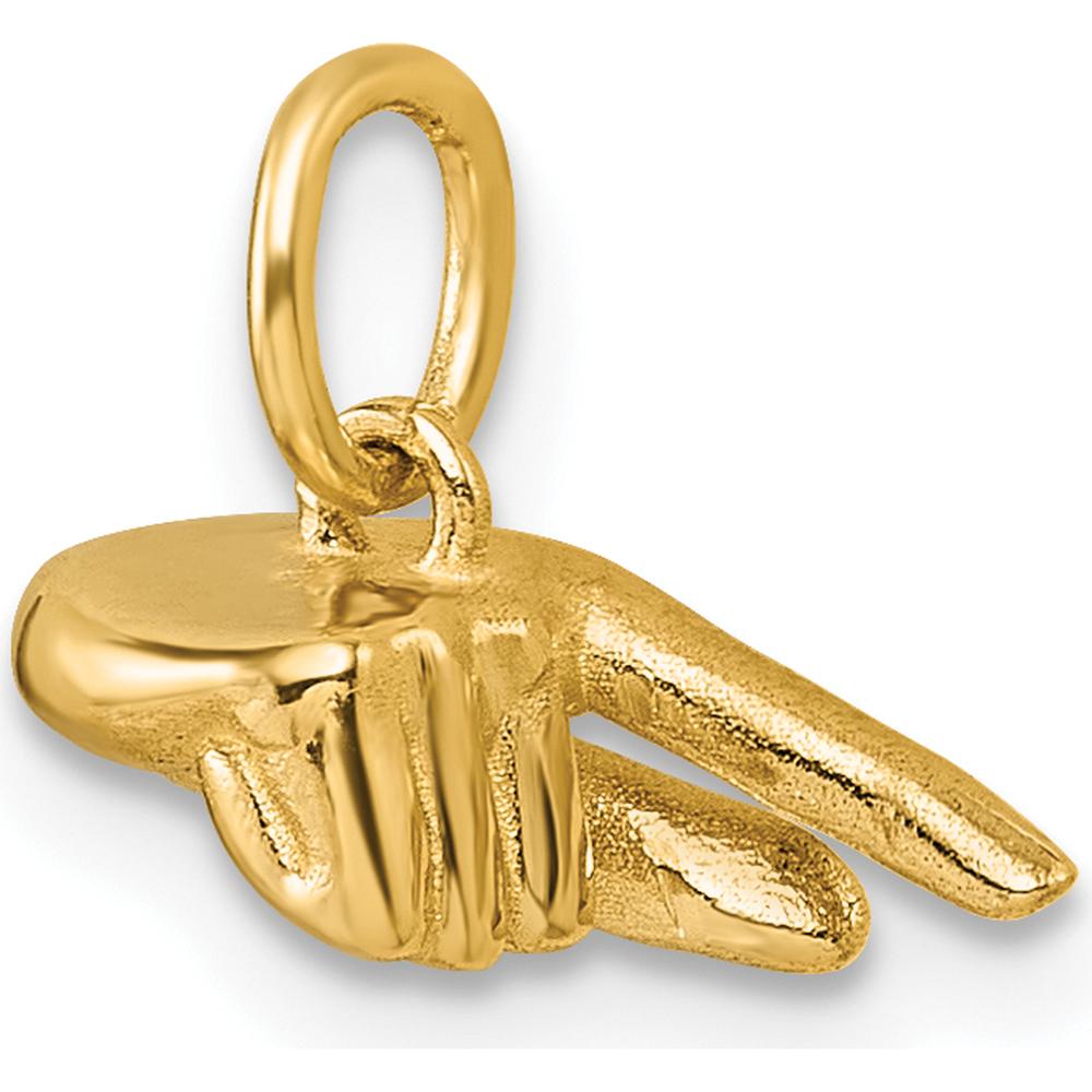 14K Yellow Gold American Sign Language Fingerspelling Sign Q Pendant - Polished Finish by Oro Pregiato