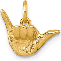 14K Yellow Gold American Sign Language Fingerspelling "Y" Pendant - Polished 3D Design by Oro Pregiato