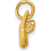 14K Yellow Gold American Sign Language Fingerspelling "Y" Pendant - Polished 3D Design by Oro Pregiato