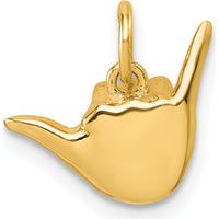 14K Yellow Gold American Sign Language Fingerspelling "Y" Pendant - Polished 3D Design by Oro Pregiato