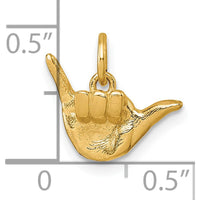 14K Yellow Gold American Sign Language Fingerspelling "Y" Pendant - Polished 3D Design by Oro Pregiato