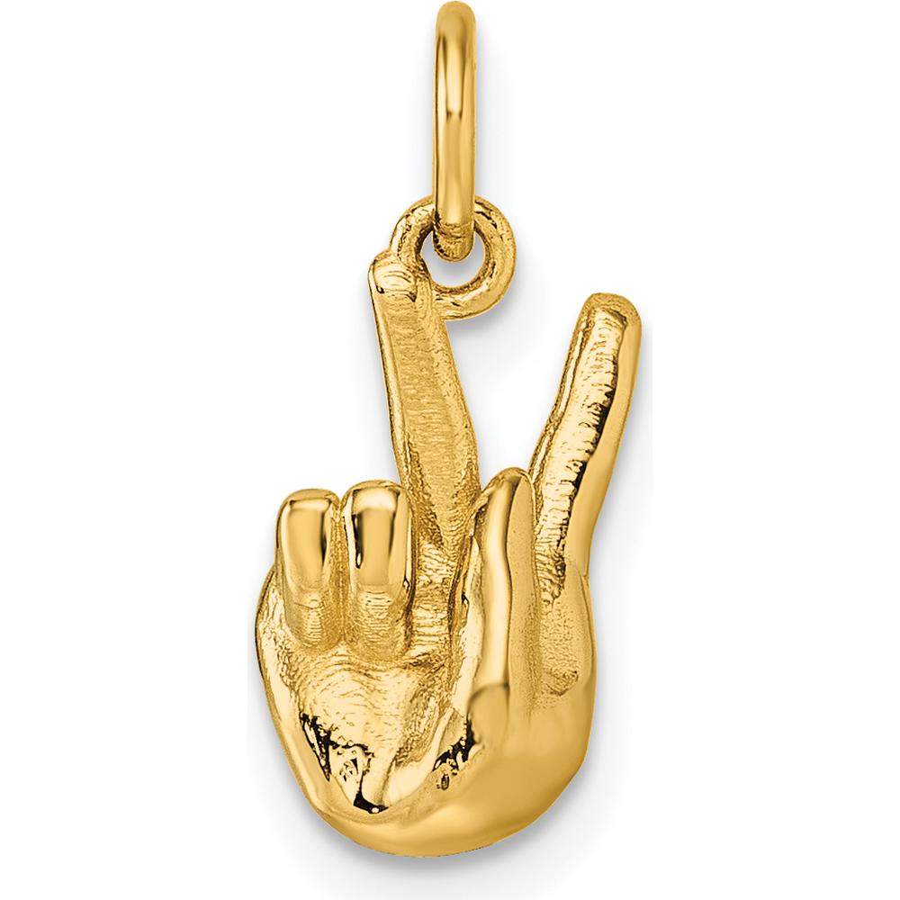 14K Yellow Gold American Sign Language "K" Pendant - Polished Finish by Oro Pregiato