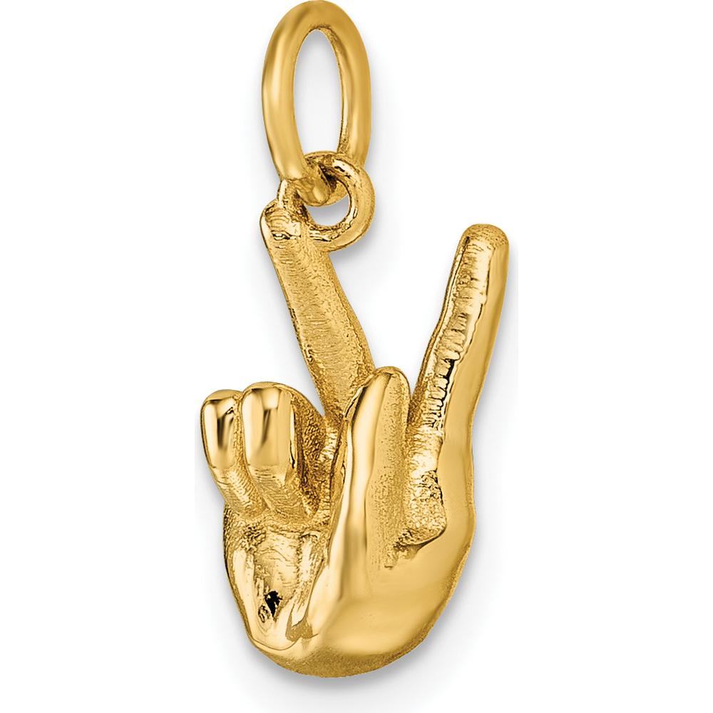 14K Yellow Gold American Sign Language "K" Pendant - Polished Finish by Oro Pregiato